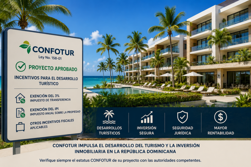 Tourism real estate development benefiting from CONFOTUR incentives in the Dominican Republic.