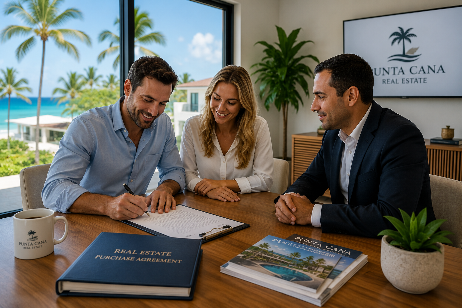 Foreign investor signing a real estate purchase agreement in the Dominican Republic