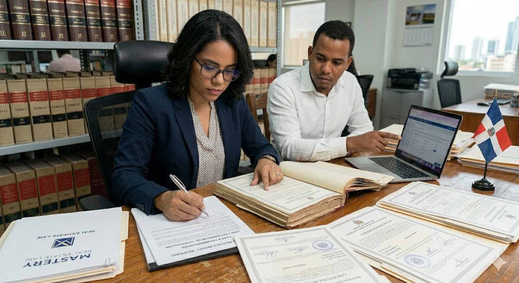 Legal due diligence investigation being conducted before a real estate purchase in the Dominican Republic.